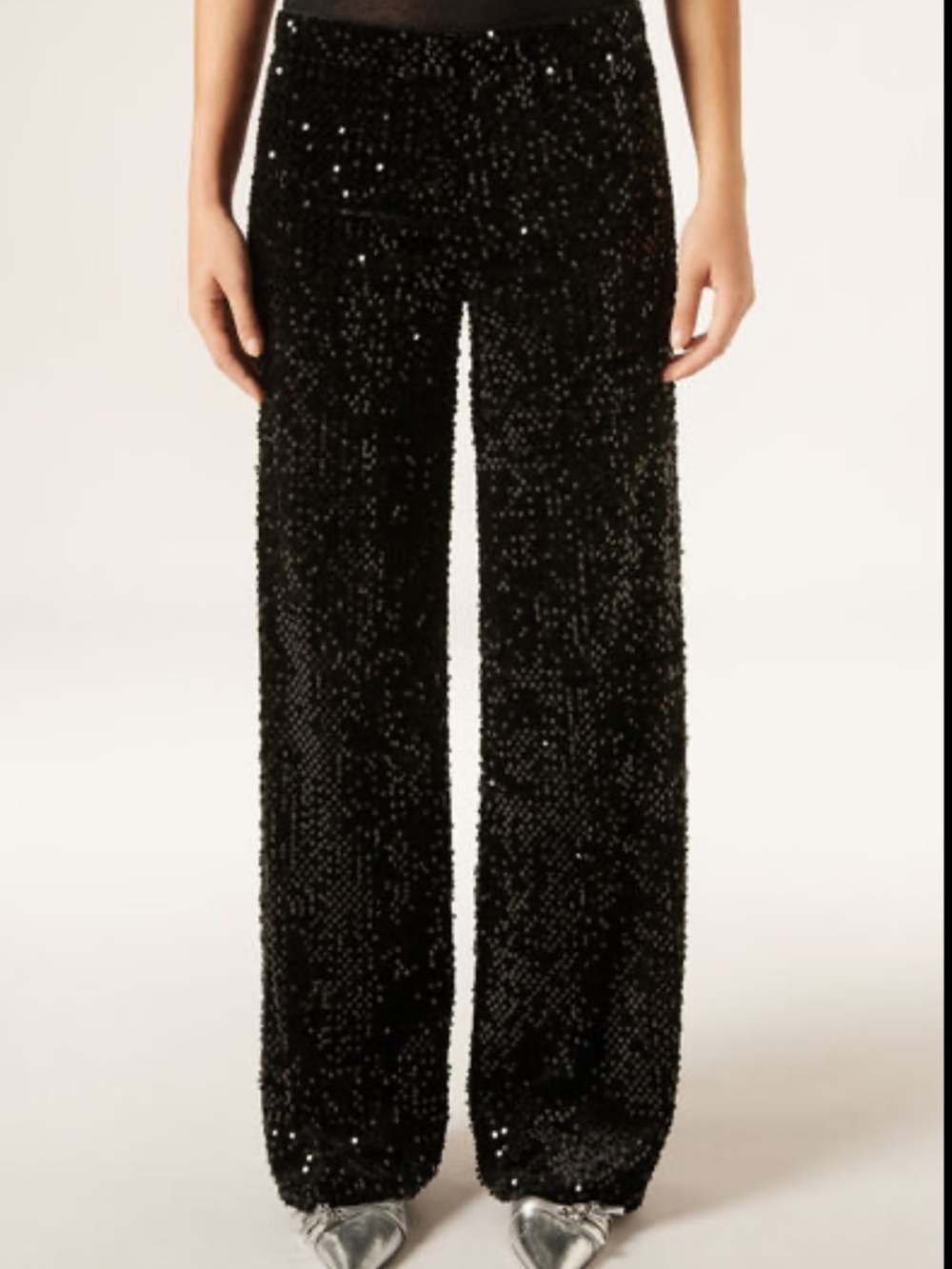 Calzedonia Black Sequin Wide-Leg Pants